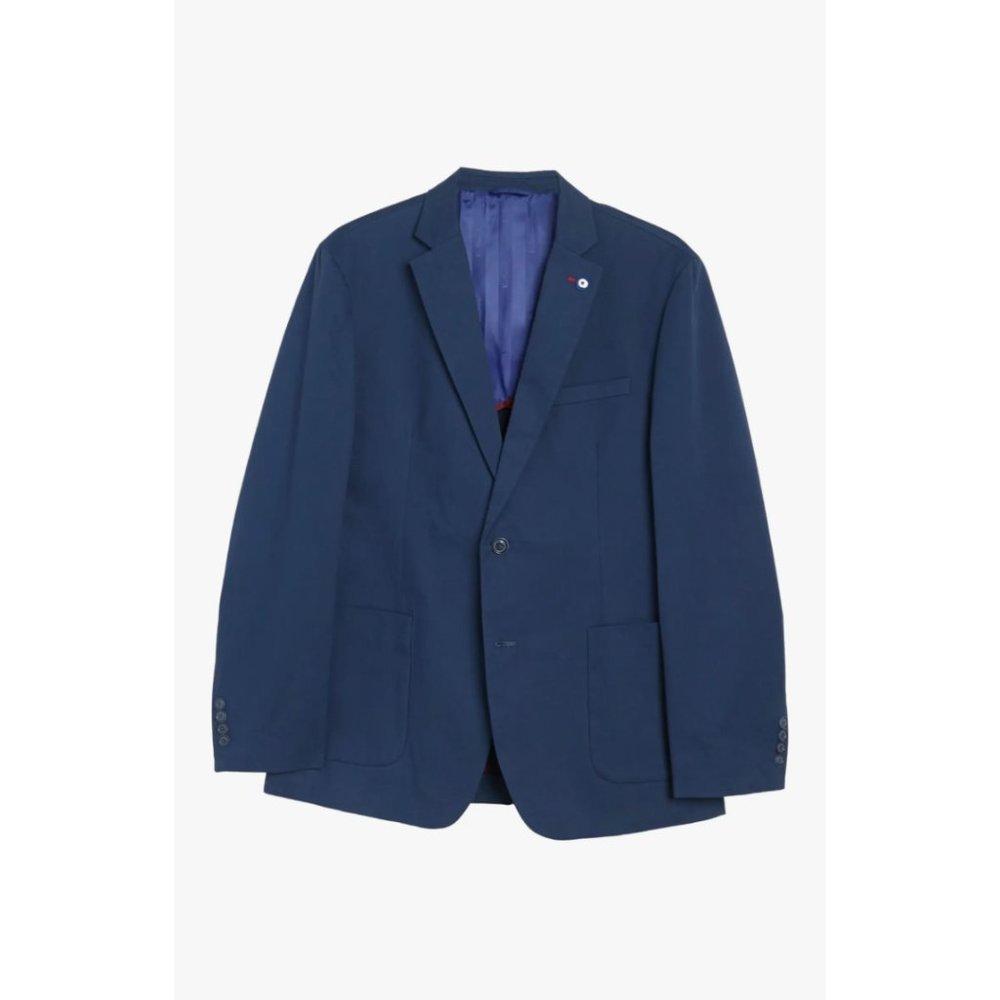 Navy Solid Two Button Notch Lapel Union Fit Sport Coat Size 36S